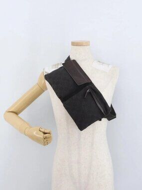 GUCCI GG Canvas Waist bag Dark Brown Silver 28566 Auth ka2977